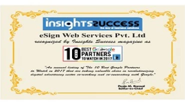 eSign Web Services Pvt Ltd - Award 1