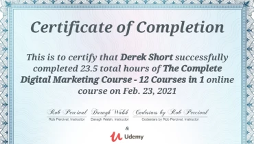 Derek's Websites and More LLC - Award 3