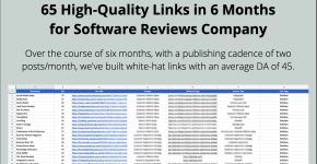 65 High Quality Links in 6 Months for Software Co