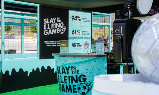 A photo showing one of e.l.f.'s brand activations in partnership with the NWSL