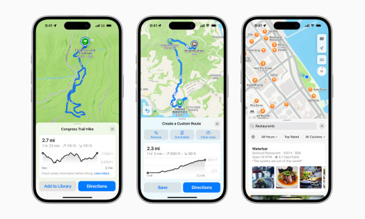 The Apple Maps app pictured on iPhone devices