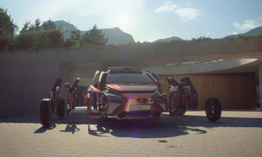 The Lexus RZ's parts floating mid-air