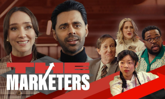 Hasan Minhaj and Patty Guggenheim play exaggerated versions of agency creatives