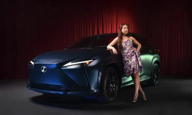 Laufey with a Lexus RZ