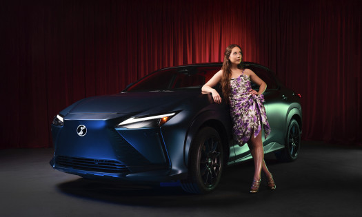 Laufey with a Lexus RZ
