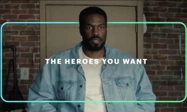 "The Heroes You Want" with a man behind the caption