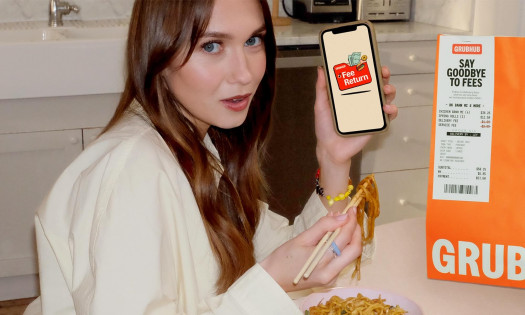 Veronika Slowikowska pictured in Grubhub's latest Fee Return campaign