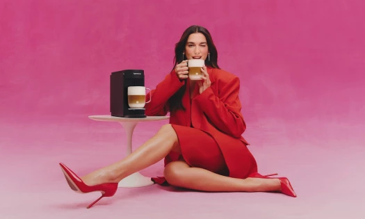 Dua Lipa with her Nespresso