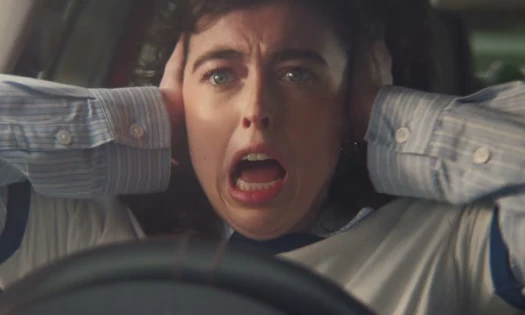 A woman panicking