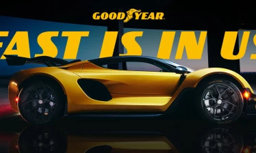 A sports car with Goodyear wheels