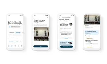 Thumbtack’s AI-powered experience guides homeowners from project description to pro matching and project tracking.