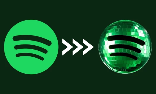 Spotify original flat green logo and the new disco-ball-styled logo