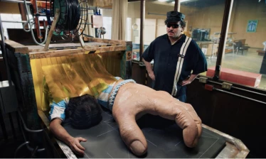A man with a gigantic hand