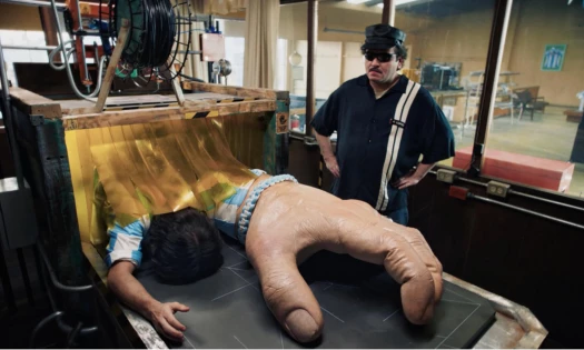 A man with a gigantic hand