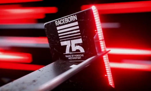 Porsche's "Raceborn" banner
