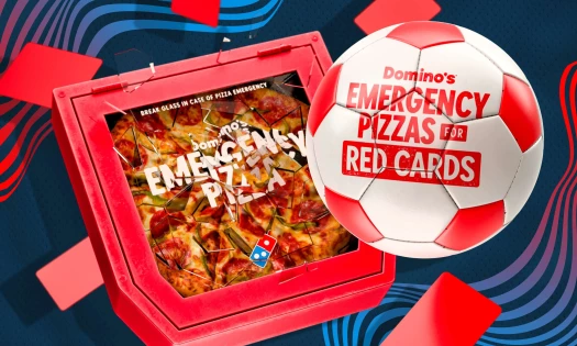 A football crashes into Domino's Emergency Pizza