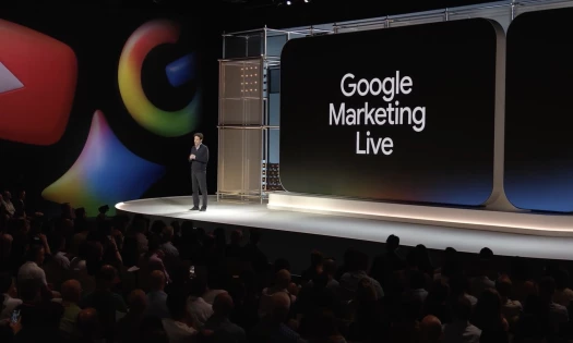 A screenshot showing Google's senior VP and chief business officer Philipp Schindler presenting at Google Marketing Live 2026