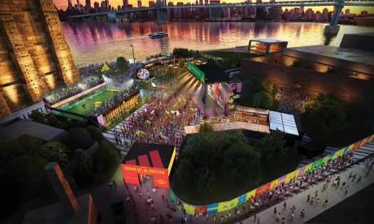 A render of Adidas' 'Home of Soccer' activation at New York