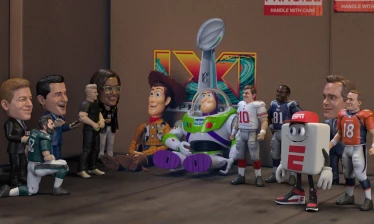 Athletes together with Toy Story 5 characters