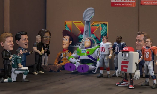 Athletes together with Toy Story 5 characters