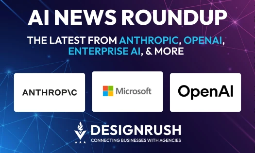 AI News Roundup featuring Anthropic, Microsoft and OpenAI logos on a dark blue background.