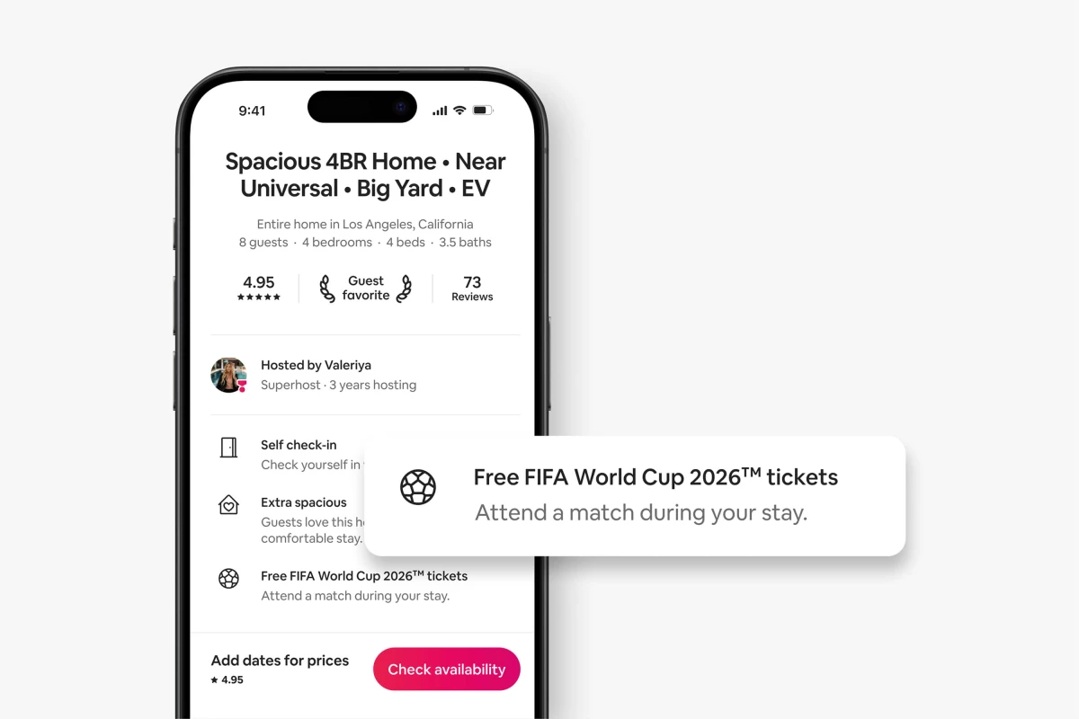 The AirBNB app showing how to win free World Cup Tickets