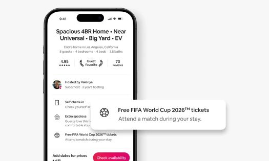 The AirBNB app showing how to win free World Cup Tickets