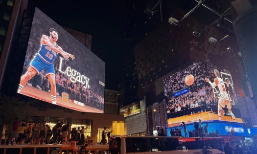 Billboards of the New York Knicks in Times Square
