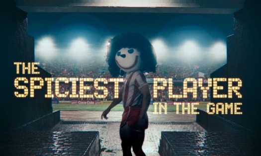 Jack in the Box's spiciest player in the game walking out into the football field