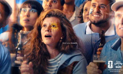 An Argentina football fan watches the game in anticipation