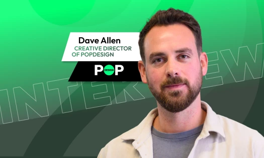 Portrait of Dave Allen on a green POPDesign interview graphic with his name and role displayed.