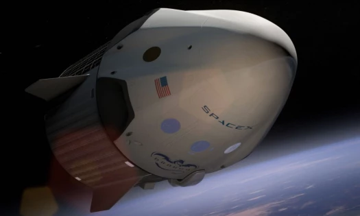 SpaceX air craft orbiting earth.