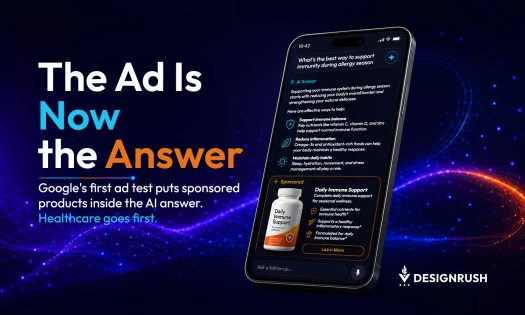 Smartphone showing a Google AI Mode answer about immune support during allergy season, with a labeled "Sponsored" supplement ad displayed inside the AI-generated answer.