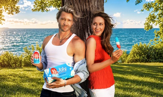 Chad Michael Murray and Erin Miller with the new bubly Melted Ice Pop Flavor