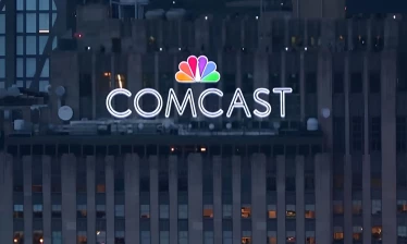 Comcast sign on top of its headquarters.