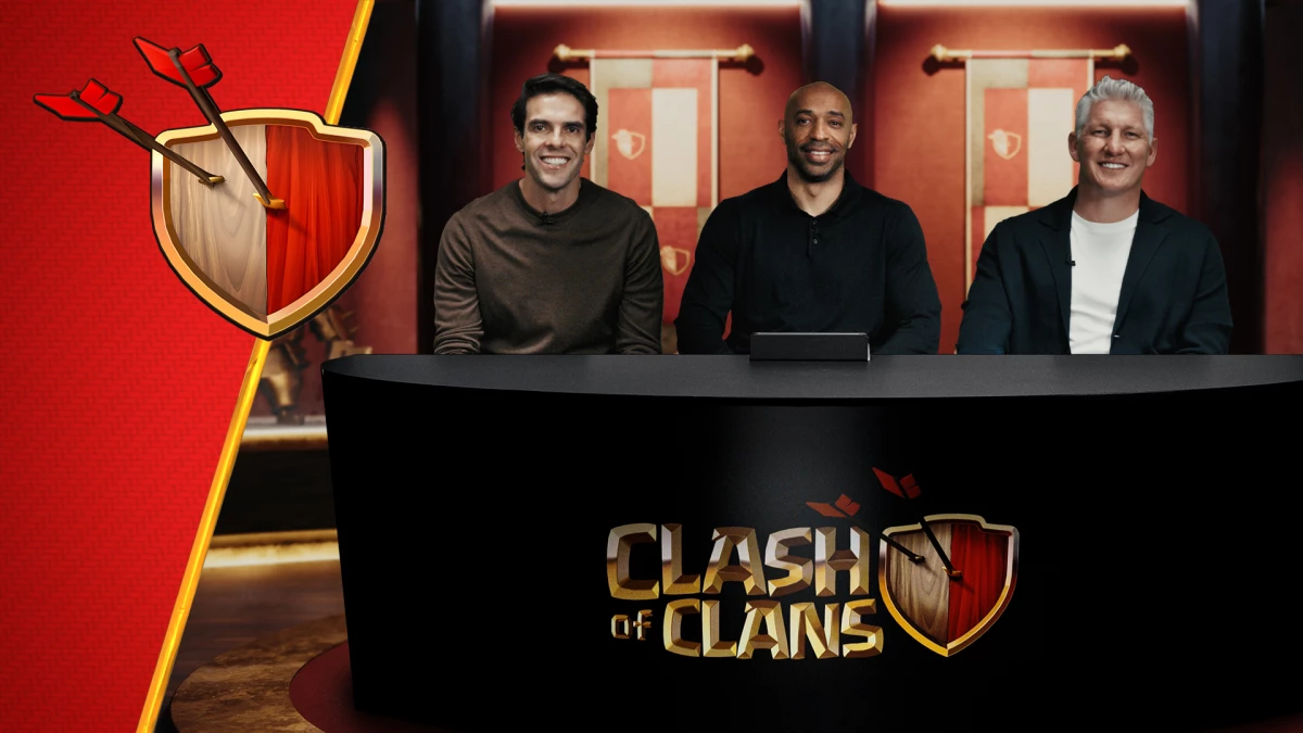 Thierry Henry, Kaká and Schweinsteiger behind a desk