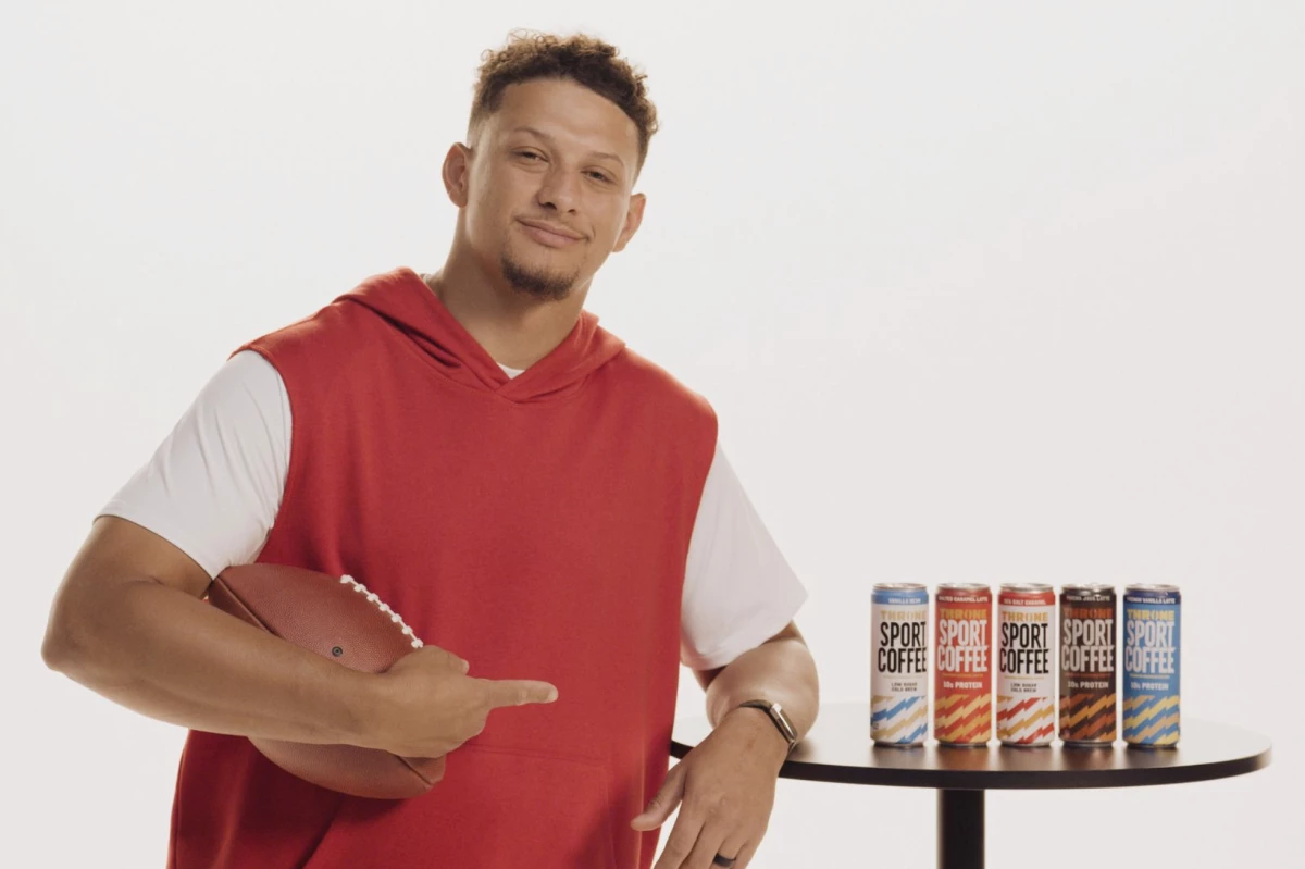 Patrick Mahomes with different Throne SPORT COFFEE flavors