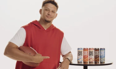 Patrick Mahomes with different Throne SPORT COFFEE flavors