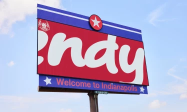 A billboard zoomed into Wendy's logo