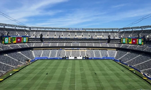 General view of the MetLife Stadium's soccer pitch.