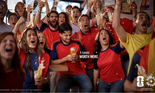 Spain fans celebrating the World Cup win with Stella Artois