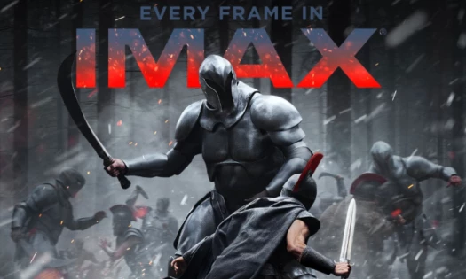Warriors in battle with the title: "Every Frame in IMAX" placed in top center of the scene.