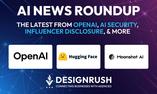 AI News Roundup featuring OpenAI, Hugging Face, and Kimi logos on a purple background.