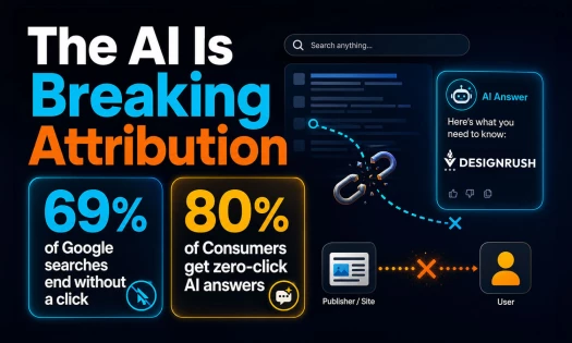 Graphic explaining how AI answer summaries reduce clicks to publisher websites, citing 69% zero-click searches and 80% zero-click AI answers.