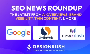 SEO News Roundup featuring Google, Similarweb, and NewzDash logos on a purple background.
