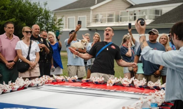 Mike the Miz celebrating Smirnoff Ice's Guinness World Record attempt