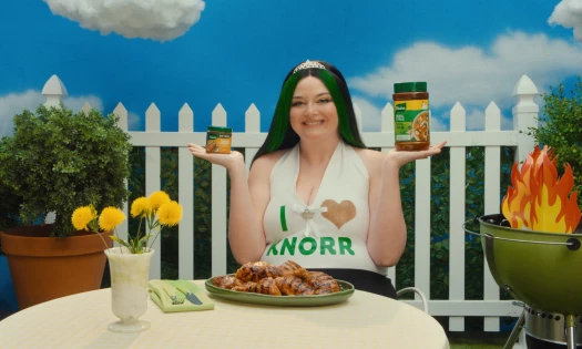 Meg Stalter with Knorr products