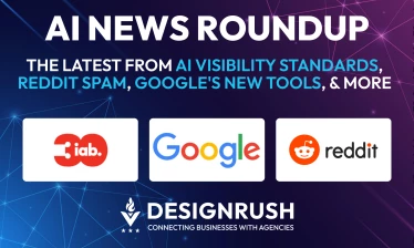 AI News Roundup featuring IAB, Google, and Reddit logos on a purple background.