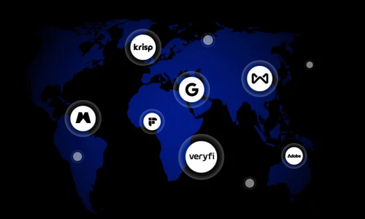 A world map with different AI companies scattered around