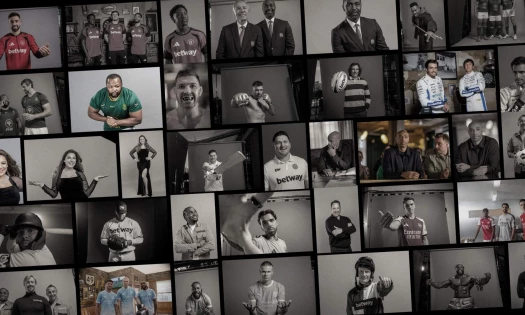 Photo collage of athletes across football, rugby, F1, baseball, UFC, cricket, and more.